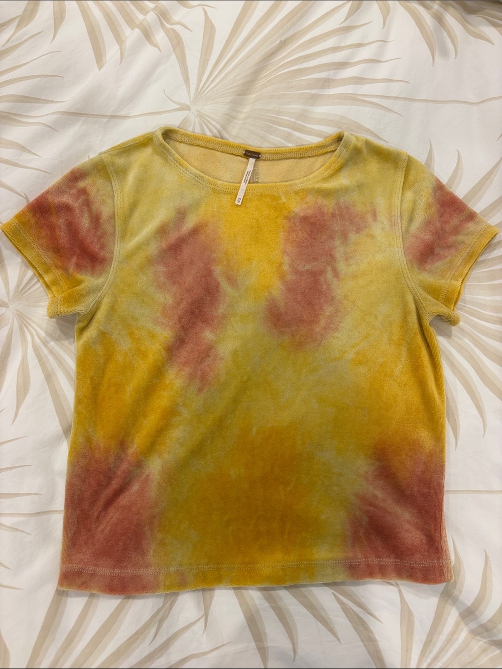 Free People Yellow and Rust Tie-Dye Short Sleeve Tee